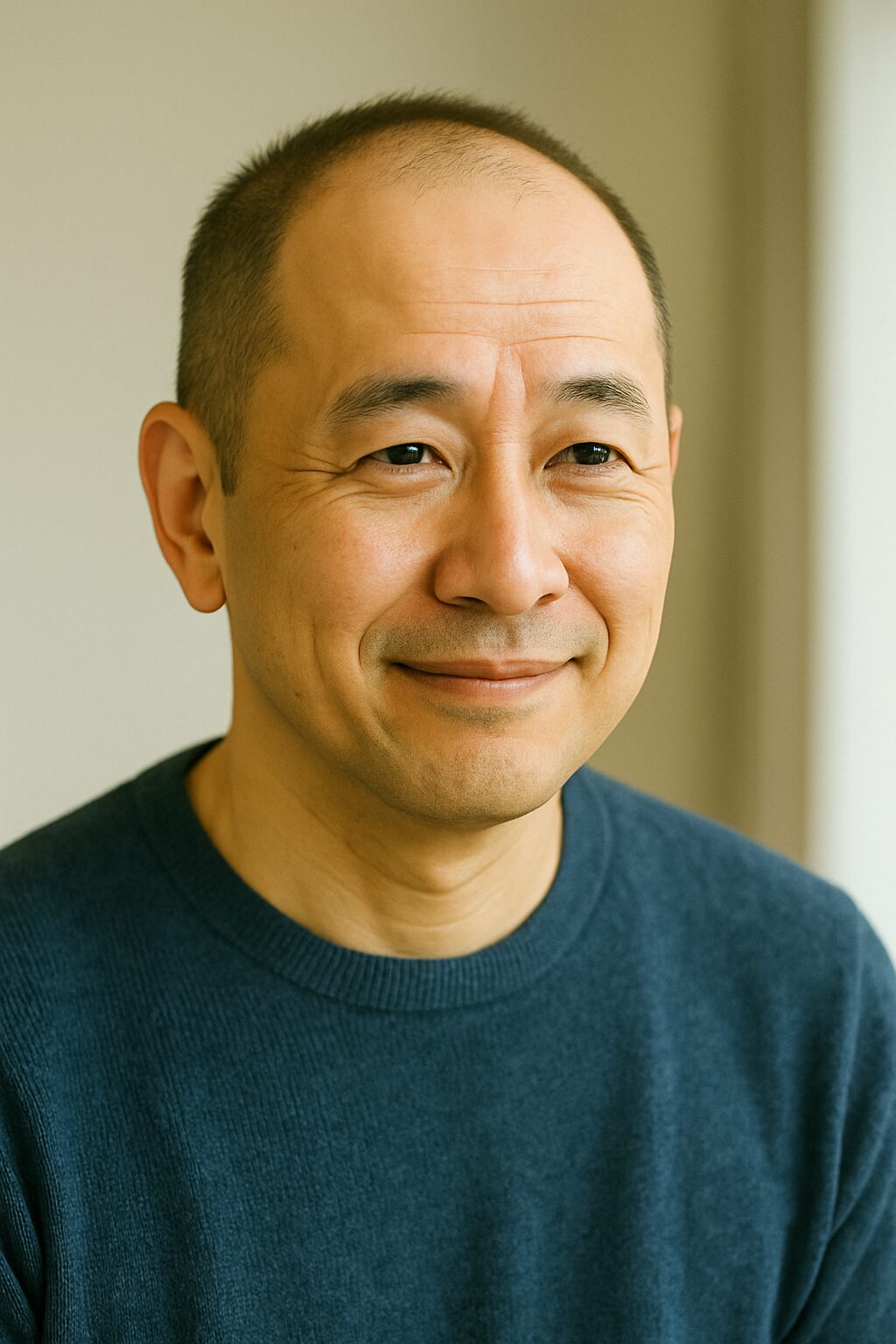 薄毛カバーショートの中年男性。潔さを武器にした髪型