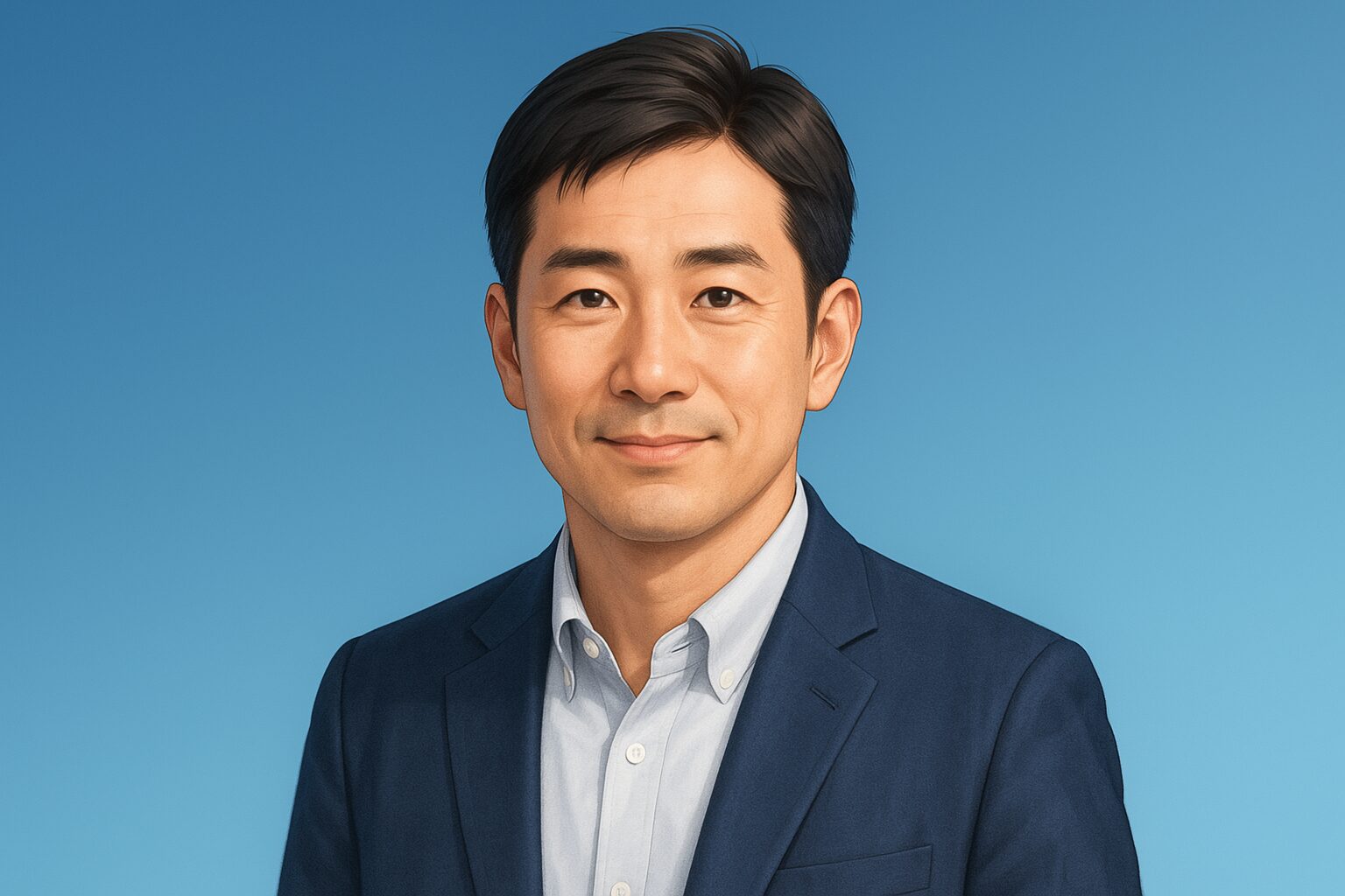 スマホ画面を前向きな表情で見る50代男性