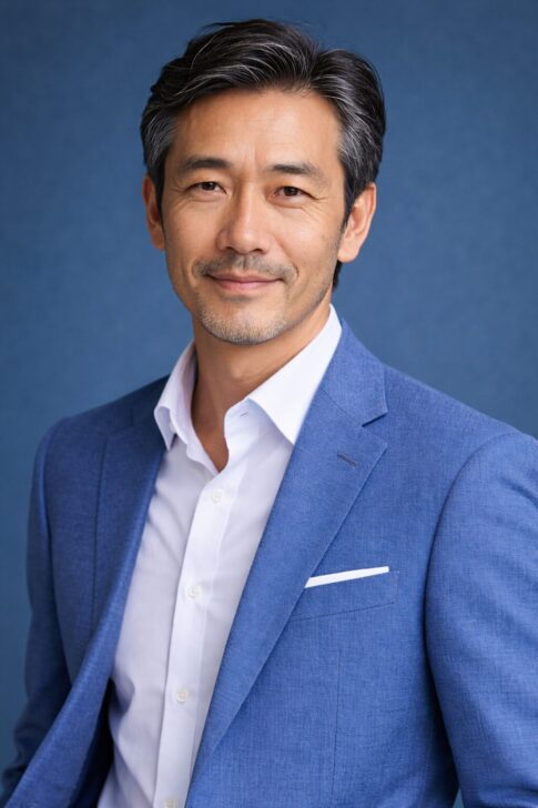 清潔感のある40〜50代日本人男性のポートレート（婚活を意識した落ち着いた印象）