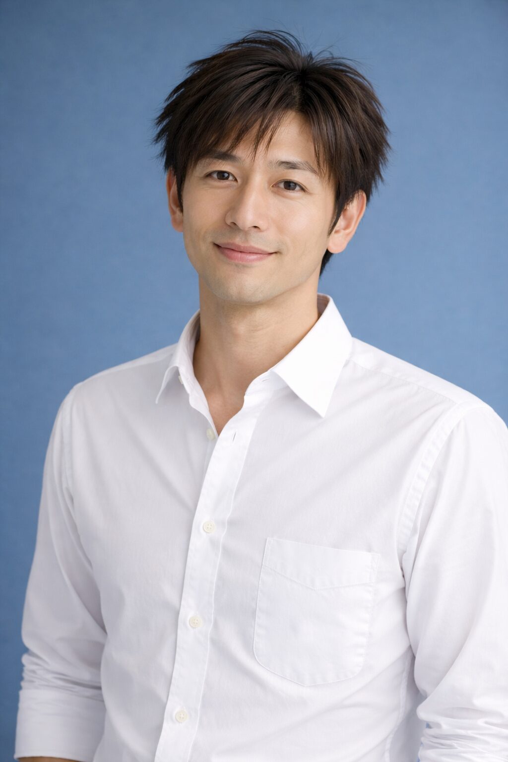 clean-attractive-man-40s50s-no-beard-blue-bg